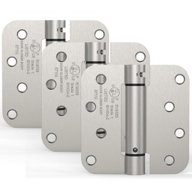 Treasem Self Closing Door Hinges, Auto Closing Spring Hinges with Adjustable Tension, 4 x 4 Inch, 5/8'' Radius Corners, for Home Interior, Exterior Doors and Commercial Use, Satin Nickel, 3 Pack