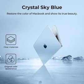 EooCoo Case compatible for Macbook Air 15 inch M4 M3 M2 A3241 A3114 A2941 with Touch ID Released 2025-2023, Protective Plastic Hard Shell Cover Clear Case [Match Official Color] - Crystal Sky Blue