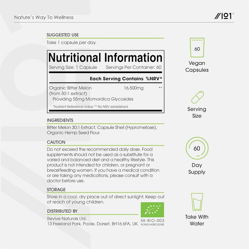Organic Bitter Melon Extract 16,500mg (Karela) – 55mg Momordica Glycosides