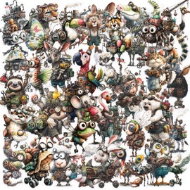 APAREAL Vintage Punk Animal Stickers Pack of 50 Graffiti Funny Stickers for Laptop MacBook Suitcase Bicycle Skateboard Car Motorcycle Scrapbooking Snowboard Waterproof Transparent PET Stickers