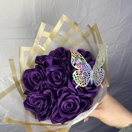 handmade Mini ribbon flower bouquets (read description for sizing) - Basic bouquet: Yellow, Wrapping paper: Black