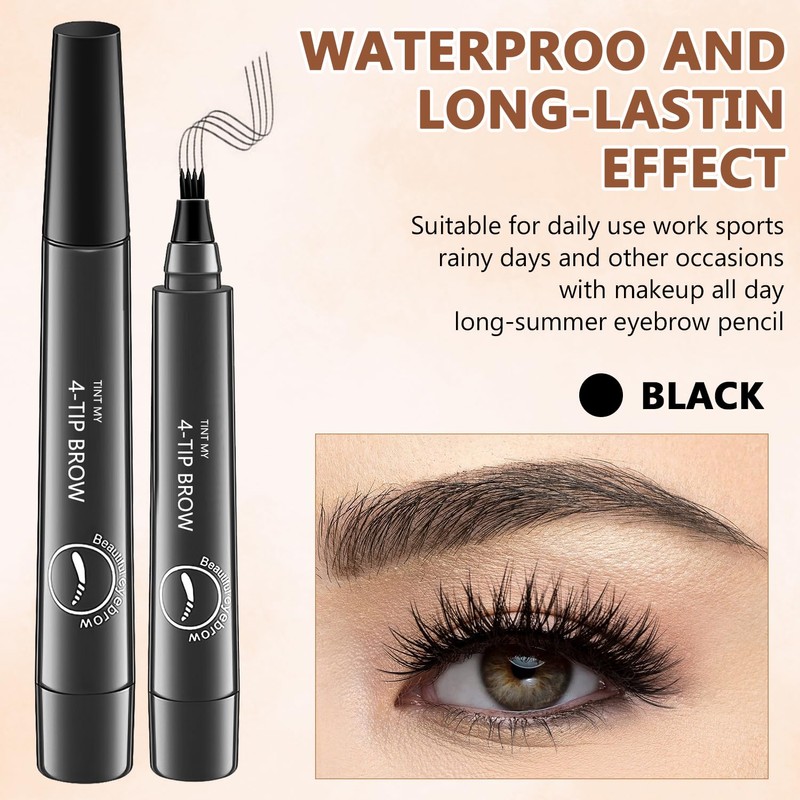 Microblading Eyebrow Pencil,2 PCS Magic Eyebrow Pencil,4-Tip Waterproof Brow Pencil