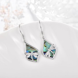 TANGPOET Hanging Earrings for Women Girls 925 Silver Delicate Abalone Shell Earrings Hypoallergenic Jewellery Gifts for Mother's Day Birthday Christmas, Sterling Silver, No Gemstone