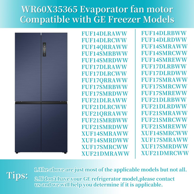 WR60X35365 Evaporator Fan Motor for GE Freezer,Replaces WR60X27189