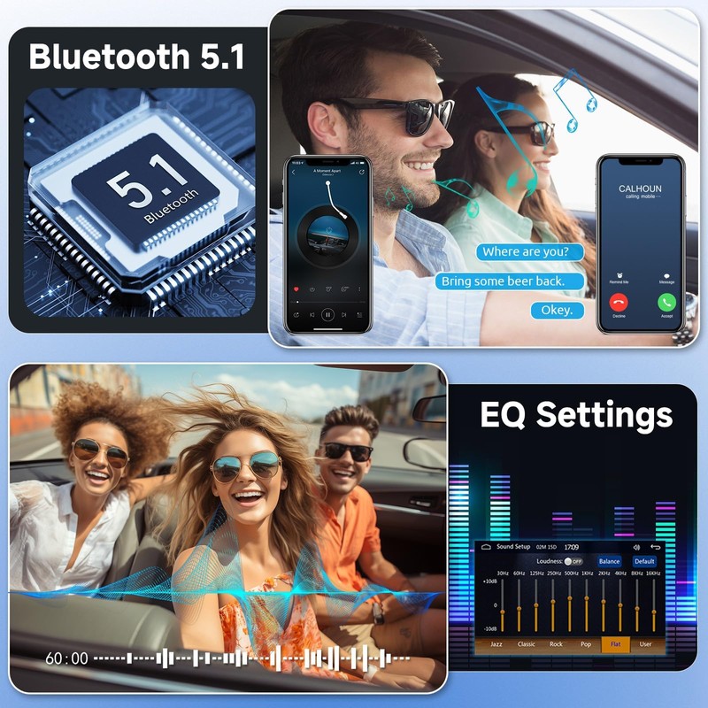 Podofo Upgrade Wireless CarPlay Single Din Radio 7 Inch Flip