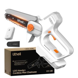Litheli 6-Inch Mini Chainsaw Cordless, 20V 2.0Ah Battery Powered Handheld Electric Chainsaw with 24.6ft/s Chain Speed, 300W Small Portable Pruning Saw for Tree Trimming, Branch Cutting & Gardening