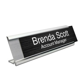 10 Pack 2" x 8" Aluminum Desk Name Plate Holder, Office Name Plate Holder for Desks, Desk Sign Holder for Office Conference, Meeting Room or Other Business Event (Silver)