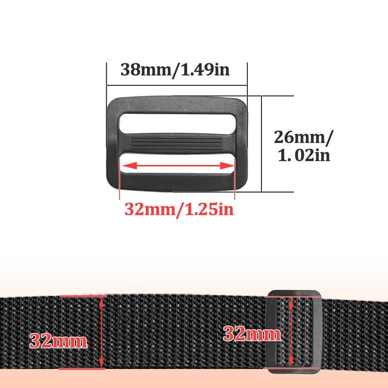 Hocansen Tri Glide Webbing Sliding Plastic Adjustable Backpack Ladder Buckle