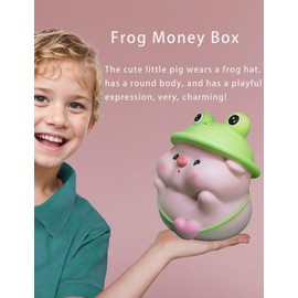 Piggy Bank Girls,Unbreakable Savings Box,Cute Frog Money Bank Birthday Gift Kids (Green Frog Piggy Bank)