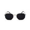 QVKUUT Retro Polygon Sunglasses for Men and Women, Silver/black