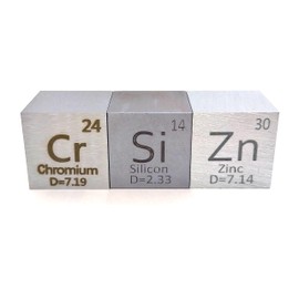 Element Specimen Set (Blue Elements Chrome, Silicon, Zinc (Cr, Si, Zn) 25mm Cube)