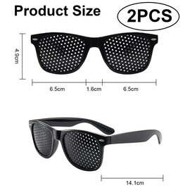 Ruayia Pack of 2 Grid Glasses, Eye Trainer Hole Glasses for Eye Training, Pinhole Glasses for Eye Gymnastics and Relaxation, Grid Glasses with Foldable Temples for Eye Training - Black