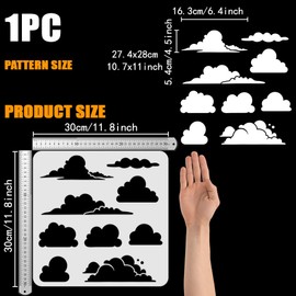 FINGERINSPIRE Clouds Painting Stencil 11.8x11.8inch Reusable 9 Styles Cloud Pattern Drawing Template DIY Art Clouds Theme Cartoon Clouds Decoration Stencil for Painting on Wood Wall Fabric Furniture