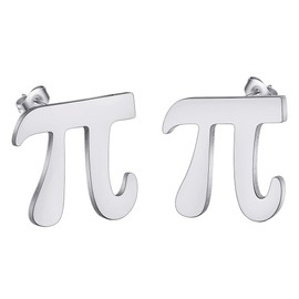 Hollow Pi Symbol Shaped Earring Pi Stud Earrings for Women Men Hollow Math Jewelry Gift (silver)