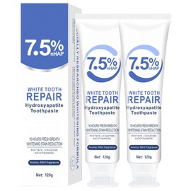 2pcs 7.5% Hydroxyapatite Toothpastes for Enamel Protection and Tooth Strengthening, 7.5% Nano Hydroxyapatite Toothpaste White Tooth Repair, Fluoride-Free, Gentle Mint, Fresh Breath