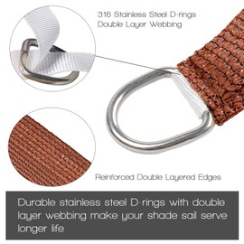 Artpuch 10'x16'x16' Custom Curved Triangle Sun Shade Sail UV Block Mesh 185 GSM Commercial Rust Red Outdoor Shade Cover for Backyard, Pergola (We Make Custom Size) ST07