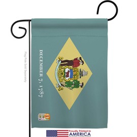 Delaware Garden Flag Set Wall Hanger Americana States USA American Territories Republic Country Particular Area Small Decorative Gift Yard House Banner Made In 13 X 18.5