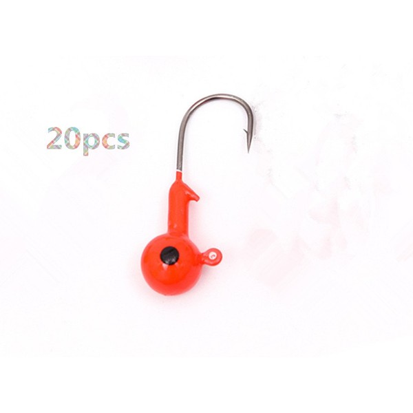 Toasis Fishing Round Jig Heads Ice Fishing Lure Bait Hooks Assorted Sizes and Colors (Red, 1/6_Ounce-20pcs)