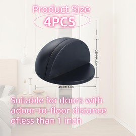 Self Adhesive Door Stoppers, Stainless Steel Half Dome Floor Door Stopper, Brushed Nickel Door Stops, No Drill Door Stopper for Office, Bedroom, Living Room, Bath Shower Room (Matte Black)