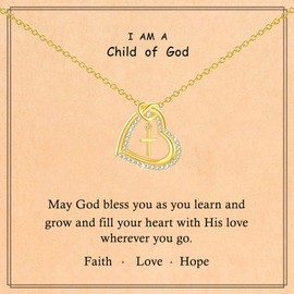 GLEZZA Easter Basket Stuffers Gift,First Communion Gifts for Teens,Cross Necklace for Daughter Baptism First Communion Confirmation Graduation Easter Gifts for Daughter Granddaughter Niece