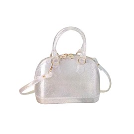 Jelly Crossbody Purse Shoulder Bag, Candy Color Tote Satchel Top-Handle Handbags for Women (Glitter Silver Mini)