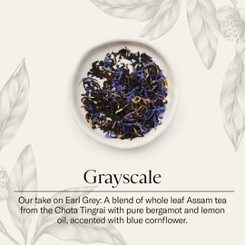 Dona single origin, premium blended teas conveniently packaged in plant-based sachets, canister of 12 sachets/teabags (Grayscale)