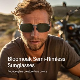 Bloomoak Driving Sunglasses, Polarised Sunglasses for Unisex Sports Sunglasses for UV400 Eye Protection, Ultralight, green lens