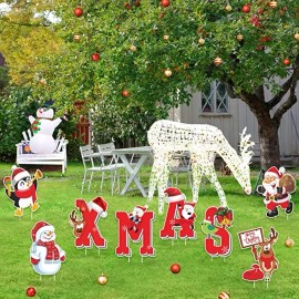 Hosko 8 Pcs XMAS Christmas Yard Sign & Stakes, Santa Claus Winter Holiday Decoration