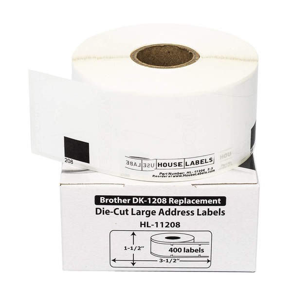 HOUSELABELS Compatible with DK-1208 Replacement Roll for Brother QL Label
