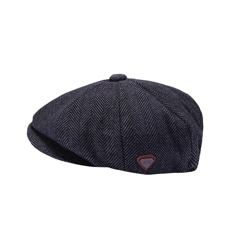 ZRWASKA® Mens Peaky Blinders Cap 8 Panel Wool Flat Caps