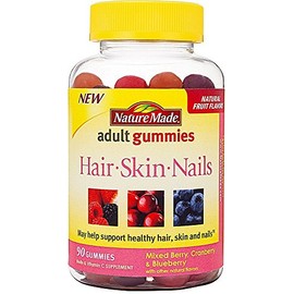 Nature Made Hair, Skin, Nails Adult Gummies Mixed Berry, Cranberry & Blueberry - 90 Gummies, Pack of 4