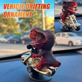 Tyrannosaurus Rex Car Figure | Drifting Dinosaur On Motorcycle Figurine,Creative Dashboard Dinosaur Ornament, Novelty Car Dinosaur Ornament for Home Car Desktop