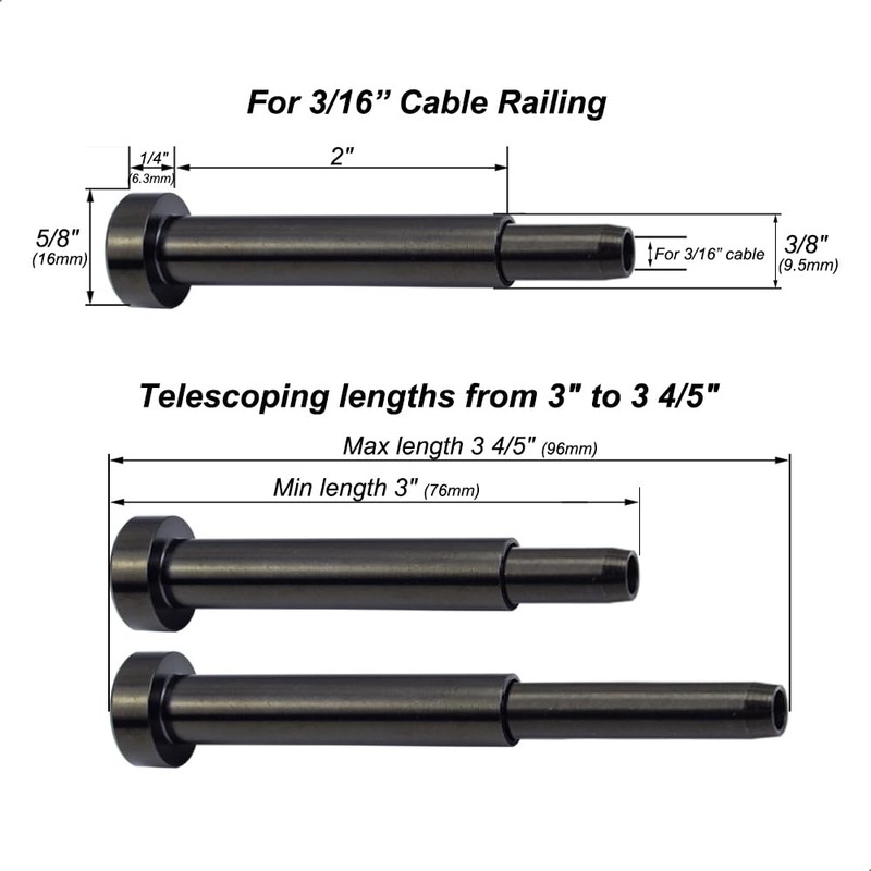 Toukioo Black Cable Railing Hardware Kit, for 3/16 Cable Railing