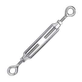 Premier Stainless Solutions Open-Body Stainless Steel Eye & Eye 1/2” x 6-1/2” Turnbuckles for Tensioning Cable or Rope, T316 Marine Grade