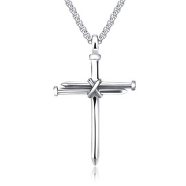 LeapoFaith Isaiah 41:7 Cross for Car Rearview Mirror Hanging Pendant Cross Necklace For Men Women Accessories Car Charm Truck Hanging Accessories Ornament (Silver)