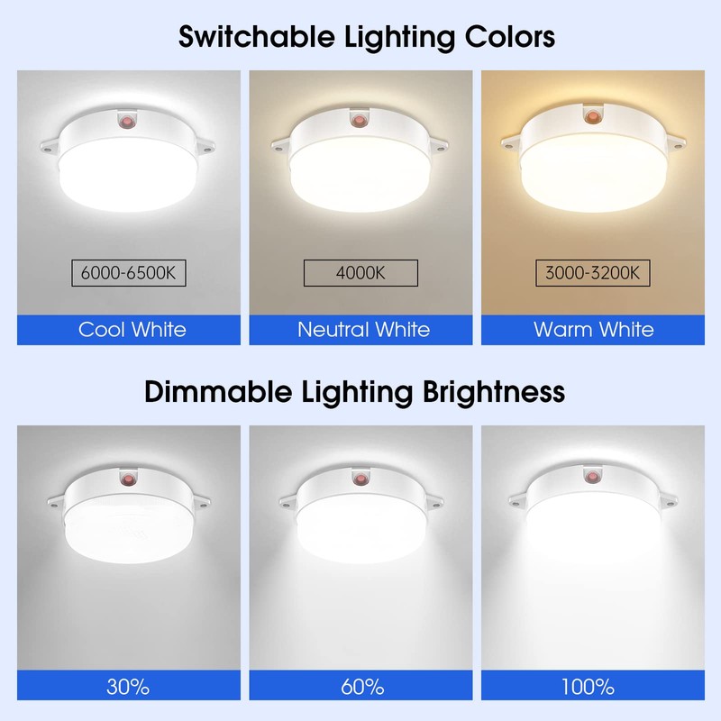 SunBonar Solar Ceiling Light Motion Sensor, Dimmable 6000K/4000K/3200K 5 Modes
