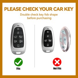 Nomiyo 7 Button Key Fob Cover with Diamond, Compatible with Hyundai Nexo 2019-2025, Fit for Sonata Santa Fe Tucson, Sparkling TPU Key Case and Elegant Heart Decoration for Women (Silver)