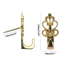 Rddconkit Push Pin Hangers，20 Pcs Zinc Alloy Pin Hooks Picture Hanging Nails for Home Office Fabric Wall Wooden (Gold)