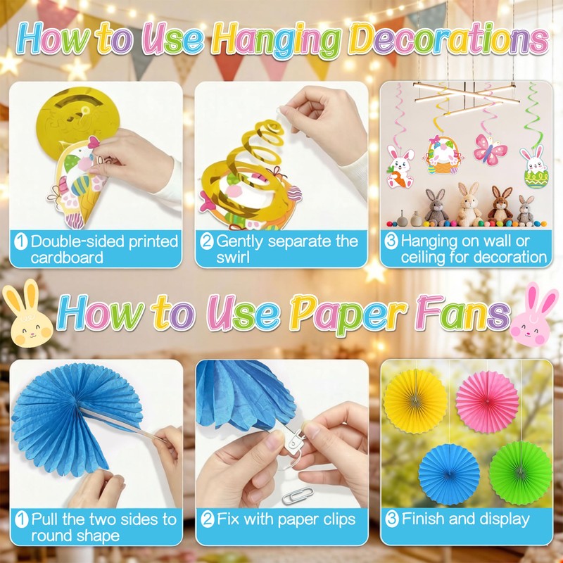 Easter Decorations Set, Pre-strung Happy Easter Decorations Includes Happy Easter