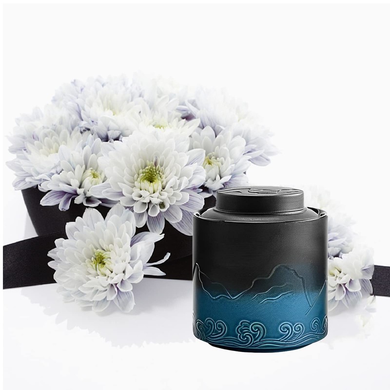 NS Online Small urn Human Ashes Keepsake - Black Blue