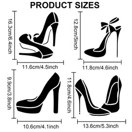 MAYJOYDIY High Heel Shoe Stencils, 11.8 x 11.8 inch, 2 Pack with Paint Brush, 8 Styles for DIY Crafts