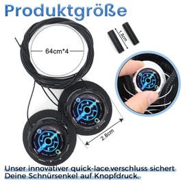 GADITIEK Pack of 4 Automatic Screw Lock Shoelaces, Shoelaces Without Tying Laces, Quick Release Shoe Laces for Unisex, Blue circle black + white, Unit size