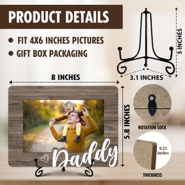 RPLCSPC Photo Frame for Daddy, Dad Picture Frame, Wood Picture Frame Birthday Gifts for Dad from Son, Father's Day Thaksgiving Gift for Father, Desktop Shelf Decoration(4x6)-A02