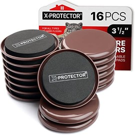 Deslizadores de muebles para alfombra X-PROTECTOR – 16 piezas de almohadillas móviles pesadas de 3 1/2 pulgadas – Deslizadores para muebles. Mueve tus muebles fácilmente con los deslizadores de muebles reutilizables para alfombras