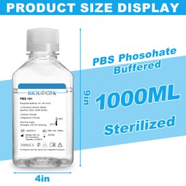 CryoKing Phosphate Buffered Saline 10X, Lab PBS Buffer 0.1um Filtration, 7.4pH, Sterilize, 10X Concentrate, 1000ml/Bottle, 6 Bottles/Case