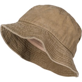 styleBREAKER Unisex Fisherman Hat Solid Color in Vintage Washed Look, Bucket Hat, Fabric Sun Hat Solid Color 04025045, Colour:Mud