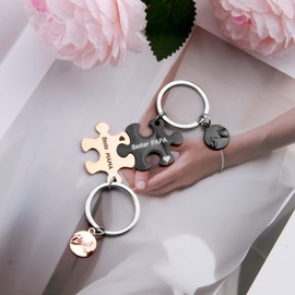 ZoeWei Pair of Key Rings with Engraving Beste MAMA/Bester Papa, Keychain Gifts for Dad, Mum, Mother's Day Gift, Father's Day Gift, Black, rose gold, Unit size