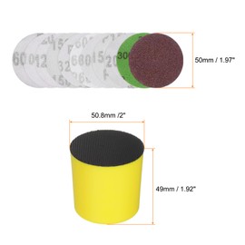 HARFINGTON 2-Inch Hand Sanding Blocks Set Round with Hook and Loop Discs Sandpapers 60/100/120/150/320/600/800/1500/2000/3000 Grit for Wood Metal Mirror Car Polishing