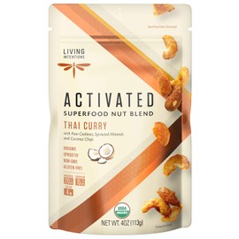 Living Intentions Sprouted Organic Nut Blend– Thai Curry– NonGMO – Gluten Free – Vegan – Paleo – Kosher – 4 Ounce Unit