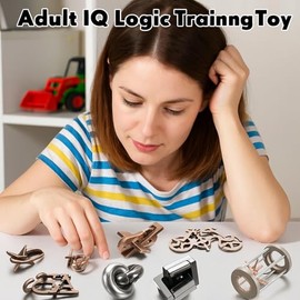 Wettarn 9 Pcs Metal Brain Teaser Puzzles 3D Steel Puzzle Set for Adults IQ Logic Challenge Disentanglement Unlock Interlocking Games Smart Logic Test 
